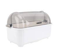 Yechiry Stendino per Piatti Extra Large, Grigio Bianco, con Coperchio, Organizer Multifunzione Salvaspazio per Asciugabottiglie, da Bancone da Cucina, a Prova di Polvere e Drenaggio