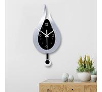 Yedaoiu Orologio da Parete Silenzioso della Camera da Letto della Decorazione Domestica del Salone dell'orologio Creativo Dell'Oscillazione di Goccia dell'Acqua,Argento