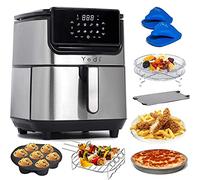 Yedi Evolution - Friggitrice ad aria da 6,8 litri, in acciaio inox, cestello in ceramica, con kit di accessori deluxe e ricettario