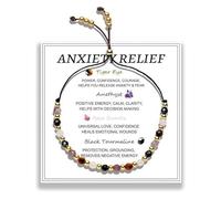 YEDOUALE Bracciale donna con occhio di tigre, ametista, rosa e tourmalina, braccialetto Chakra in pietre naturali per alleviare lo stress, cristallo spirituale per la calma e il benessere, con carta