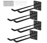 YedZen Ganci per scale per garage, confezione da 4, ganci da garage resistenti da 30,5 cm, staffe da appendere alla parete per scale, pneumatici, sedie pieghevoli, ganci a doppia scala, nero