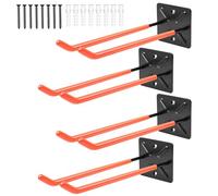 YedZen Ganci per scale per garage, confezione da 4 ganci resistenti per garage, staffe da appendere alla parete per scale, pneumatici, sedie pieghevoli, ganci a doppia scala, arancione