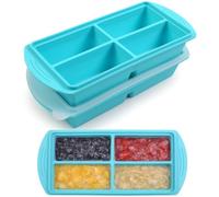 YedZen Stampo per lievitazione in silicone, 2 pezzi, 4 scomparti divisori, stampo per congelatore con coperchio, contenitori per zuppe, cubetti di ghiaccio, Super Cubes