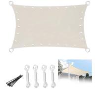 YedZen Tenda da sole per balcone, 3 x 4 m, impermeabile, rettangolare, con occhielli e corda, protezione dai raggi UV, colore crema, per balcone, giardino, terrazza