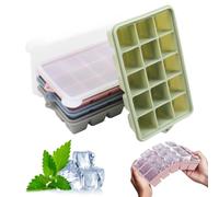 YedZen Vaschette per cubetti di ghiaccio con coperchio, 4 pezzi, 60 scomparti, quadrati, con foro per appendere, in silicone, senza BPA, riutilizzabili, per gelato, cocktail, bevande fredde