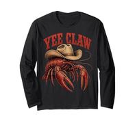 Yee Claw Crawfish Cowboy Hat Cajun Crawfish Funny Maglia a Manica