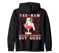 Yee-Haw, Santa's Favorite Hot Mess Funny Western Cowgirl CHR Felpa con Cappuccio