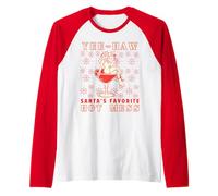 Yee-Haw, Santa's Favorite Hot Mess Funny Western Cowgirl CHR Maglia con Maniche Raglan