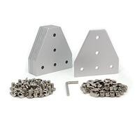 Yeebyee 3030 piastra di supporto angolare a T a 5 fori, piastra di collegamento esterna a 90 gradi, con viti M6 e dadi a T, per 30 x 30 mm, profilo di estrusione in alluminio (forma a T argentata