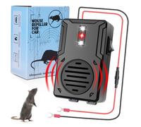 Yeecka Repellente Topi per Auto, Ultrasuoni per Topi con Fascette di Fissaggio, Ultrasuoni Anti Martora per Auto con Flash collegato a Un'auto da 12 V, per Garage, Casa, Giardino
