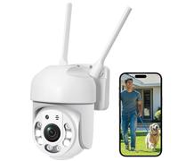 Yeecka Telecamera Wi-Fi esterno, 2K 3MP Videocamera Sorveglianza 360° IP66 Telecamere da Esterno WiFi 5Ghz Telecamera Esterna con Visione Notturna, Allarme Sonoro e Luminoso