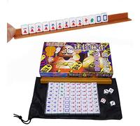 Yeeda Mini viaggio Mahjong, set da gioco cinese Mahjong Set portatile Mahjong con 144 pietre da gioco Majong per adulti, gioco di famiglia, per viaggi a casa, feste
