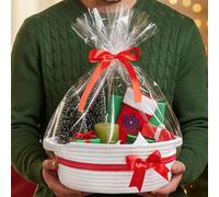 Yeeeasy Cesto regalo con fiocco e sacchetto regalo, Semplicità, decorazione per la casa, cestino in corda per San Valentino, vuoto, 34 x 21,6 x 14 cm, cestino portaoggetti con manici, bianco