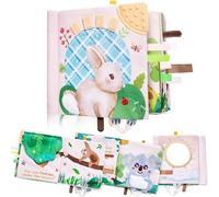 Yeeeasy Libro morbido per bambini con massaggiagengive e code strutturate 3D, giocattoli sensoriali increspati al tatto per neonati 0-6-12 mesi, giocattolo Montessori per passeggino per ragazzi e