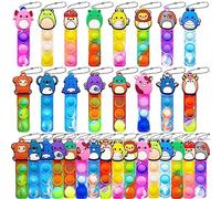 Yeefunjoy 32PCS Mini Pop Push It Fidget Toy Portachiavi, giocattolo manuale con bolle da premere stile, Silicone Poppet Bubble Giocattoli Antistress per Autismo bambini e adulti