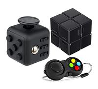 Yeefunjoy 3Pcs Nero Fidget Toys Giocattolo per Le Dita Cubo, Fidget Pad, Cubo Infinito Killing Time Anti-Stress Ansia Relief Giocattoli, Passare Il Tempo Ufficio in Aula Regalo per Adulti e Bambini