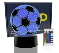 Yeefunjoy Lampada da notte a LED 3D, Calcio Lampada | Notturna 3D Visiva dell'illusione Con Telecomando 16 Cambiare Colore Tavolo Calcio Regalo Giocattoli Decorazioni Bambini 7-9