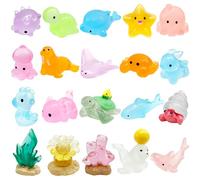Yeefunjoy Lot de 20 Mini Figurines d'animaux, Lumineux d'animaux de l'océan en Résine Miniatures pour Décoration Maison de Poupée décoration d'aquarium Petits Animaux en Résine Accessoires de Paysage