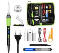 YEEHONEC Kit Saldatore a Stagno 90W LCD Riscaldamento Rapido 180-500°C, Standby Automatico,Kit Completo con 5 Testine, Filo per Saldatura, Pinzette,Pompa Dissaldante e Supporto per Saldatore
