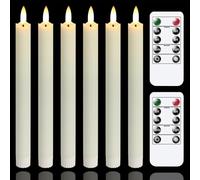 Yeelida 6pcs Candele LED Avorio 25cm con Telecomando e Temporizzazione, Vera Cera, Lunga Durata 400+ Ore