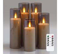 Yeelida Acrilico Candele LED tremolanti senza fiamma con telecomando e temporizzazione, a batteria 5,5cm x 12,5 15 17,5 20 20cm Candele in plastica per la decorazione della casa (lunga durata, grigio)