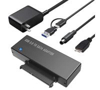 YEELIYA Adattatore da SATA a USB, kit adattatore esterno per disco rigido da USB 3.0 a SATA, con adattatore di alimentazione 12V/2A, adattatore per disco rigido esterno per disco rigido HDD/SSD da 2,5