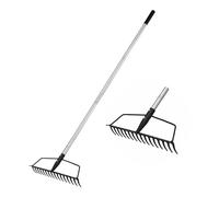 YEELOR- Rastrello da giardino, in acciaio al carbonio, robusto e resistente, rastrello ad arco con manico regolabile in acciaio inox, rastrello a mano lunga per allentare il terreno livellando il