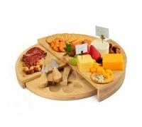 YEENAIV in Legno Tagliere Aperitivo, Rotonda e Girevole Latagliere per Formaggio Set 3 Coltelli 1 Forchetta, Tagliere Legno Regalo Casa Nuova