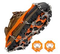YEENAIV Ramponi per Scarponi Bacchette Trekking, Chiodi per Scarpe da Corsa 8 Denti Catene in Acciaio Inossidabile Picchi da Neve Ramponi, Ramponcini Escursionismo Campeggio Alpinismo (Arancione)