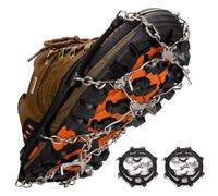 YEENAIV Scarpe da montagna con ramponi in acciaio inox, ramponi per scarpe da montagna con 8 denti, artigli per scarpe ispessiti, punte antiscivolo per uomo e donna Fit per trekking (nero)