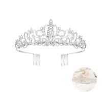 Yeenano, diadema in argento, costume da principessa per donne, corona per ragazze, costume da Cenerentola per donne, diadema per bambini, corona per compleanno, diadema per matrimonio, per una varietà