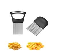 Yeenano Taglia Cipolla in Acciaio Inox,2 Pezzi Affetta Cipolle e Verdure,Ondulato,Vegetable Potato Cutter,Utensili da Cucina Multiuso per Carne,Frutta e Verdura,Patate,Pomodori