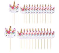 Yeenano Unicorno Cake Topper,24 Pezzi Torta di Unicorno Decorazioni Topper per Torte Stuzzicadenti Bandiera,Unicorno Cupcake Topper,per Bambina Ragazzo Bambini Compleanno Tema Party