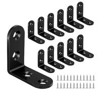 Yeepeo 12 Pezzi Staffe Angolari 40 × 40mm, Staffa Angolare L in Acciaio al Carbonio Nero ad Angolo Retto con 48 Viti per il Fissaggio di Mobili in Legno