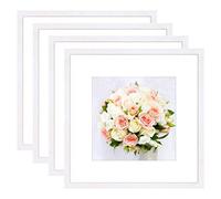 YEEPHAN Bianco 30 x 30 cm Photo Frame Display 20 x 20cm foto con supporto, bianco cornice quadrata in legno massiccio con fronte in perspex per il montaggio a parete, 4 Pack