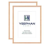 YEEPHAN Cornice portafoto 30 x 40 cm, realizzata in legno massello di rovere con display frontale in Perspex o foto da 30 x 40 cm, senza tappetino per montaggio a parete, set da 2