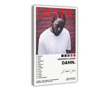 Yeepi Kendrick Lamar - Poster su tela, motivo: Damn Tracklist, decorazione artistica da parete per soggiorno, camera da letto, senza cornice, 30 x 45 cm