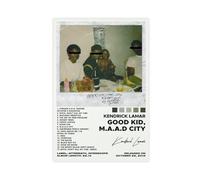 Yeepi Kendrick Lamar - Poster su tela, motivo: Good Kid Maad City, tracklist, decorazione artistica da parete, per soggiorno, camera da letto, senza cornice, 30 x 45 cm