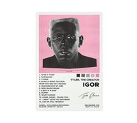 Yeepi Poster su tela con Tyler The Creator Tracklist di Igor, decorazione per camera da letto, sport, ufficio, camera da letto, regalo, senza cornice, 20 x 30 cm