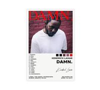 Yeepi Poster su tela di Kendrick Lamar, con lista dei brani di Damn Tracklist, decorazione per camera da letto, sport, ufficio, camera da letto, regalo, senza cornice, 40 x 60 cm