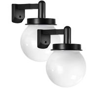 yeeplant 2 pezzi 3.9 In luci solari da parete, lanterne da patio design globo, accensione e spegnimento automatico, luce calda esterna e lampade in plastica bianca