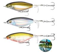 yeeplant 3 esche da pesca per pesce gatto, spigola, luccio, pesce persico, coda rotante con spigola, esche da pesca realistiche, esche lente, dure per acqua salata e d'acqua dolce