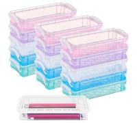 yeeplant Astucci in plastica trasparente di grande capacità, 16 pezzi portapenne in vari colori con chiusura a scatto, organizer impilabile per pastelli, pennarelli, articoli da ufficio