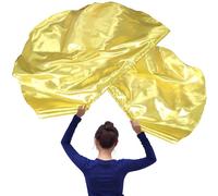yeeplant Bandiere di danza di lode, bandiera di culto metallica dorata lucida, striscione di culto a semicerchio per danza della chiesa, coppia di bandiere di culto a semicerchio da 135,9 cm con aste