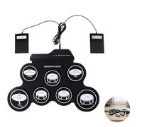 yeeplant Batteria elettronica portatile, 7 pad roll-up drum kit con doppio pedale, cuscinetto in silicone, jack per cuffie, alimentazione USB, kit di pratica strumento musicale, 42,9 x 31 cm