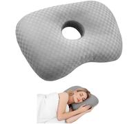 yeeplant Cuscino per piercing all'orecchio, cuscino da 8,9 cm con foro per il comfort dell'orecchio, supporto per collo ad arco per chi dorme sul lato e CNH, morbido misto poliestere e cotone, 43,9 x