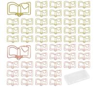yeeplant Graffette a forma di libro, 100 pezzi, divertenti clip per documenti in metallo, forniture decorative per ufficio, colore oro rosa e oro carino cancelleria con motivo a cuore e scatola