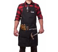 yeeplant Grembiule da lavoro nero, misto cotone e poliestere, design incrociato regolabile, resistente, con numerose tasche per attrezzi, per uomini e donne, barbecue