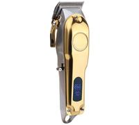 yeeplant Lama in acciaio di precisione, tagliacapelli elettrico professionale da uomo, testa calva ad alta potenza, corpo in acciaio inox argento e oro, display a LED, USB ricaricabile, ideale per