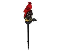 yeeplant Luce solare cardinale, uccello rosso su pigna, decorazione da giardino, altezza 44 cm, LED bianco caldo, luci natalizie resistenti alle intemperie